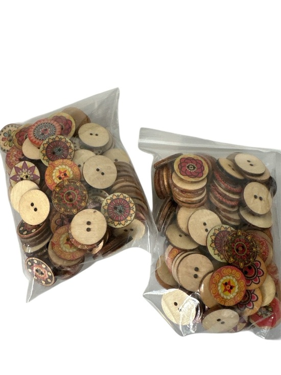 Other - 200Pcs Wooden Famcy Decorative Buttons 2 Pack - Multicolor Floral Designs Home